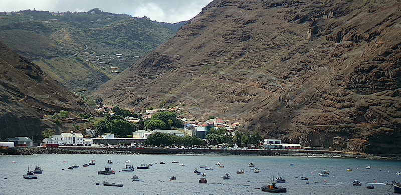 View from the ocean of Jamestown, St Helena Island, South Atlantic Ocean