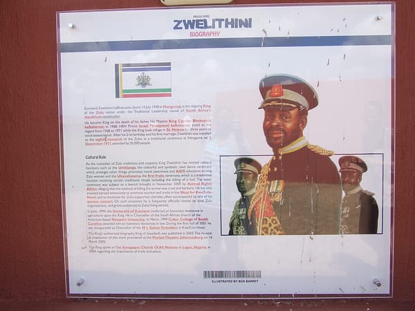 Image of King Goodwill Zwelithini at Ncome Museum, KwaZulu-Natal, South Africa.